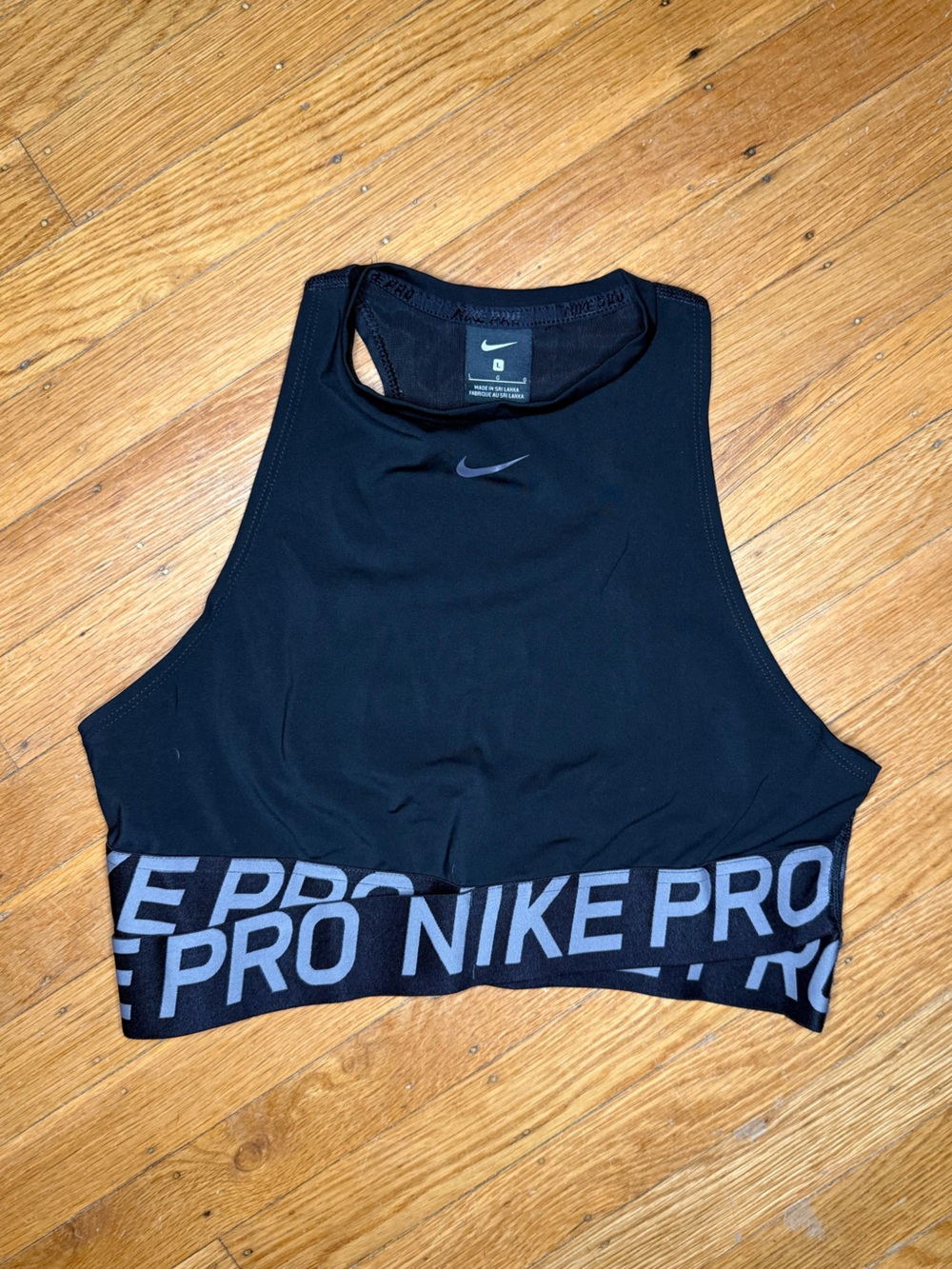 Nike Pro Dri-FIT Cropped Tank Top Bra Black Large